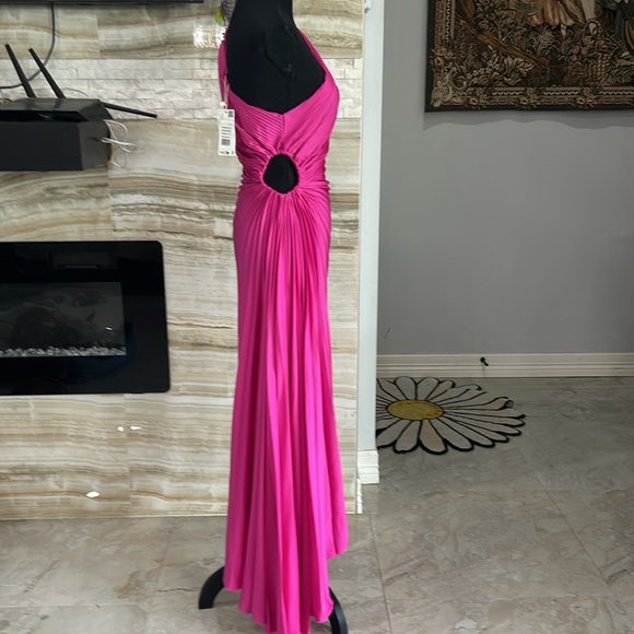 Mango New With Tags Fuchsia Asymmetrical Pleated  One Shoulder Strap Dress.SizeS - Picture 8 of 15